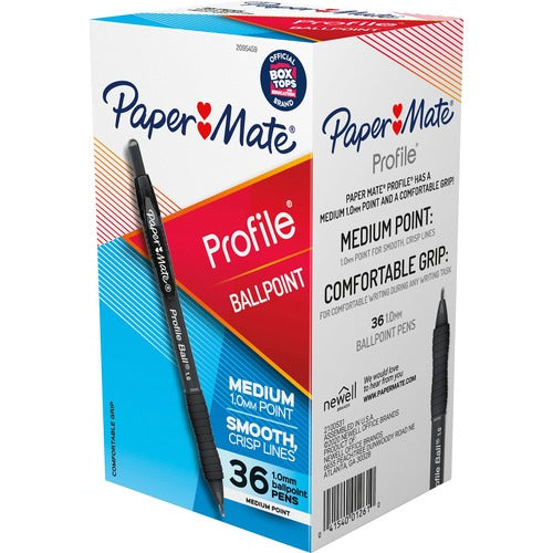 Paper Mate  Ballpoint Pen, 1.0mm Point, 1/4"Wx5-1/2"Lx1/4"H, 36/BX, BK