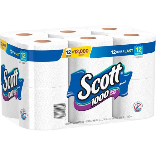 Kimberly-Clark Professional  Bathroom Tissue, 1-Ply, 4-1/10"x3-7/10", 12RL/PK, White
