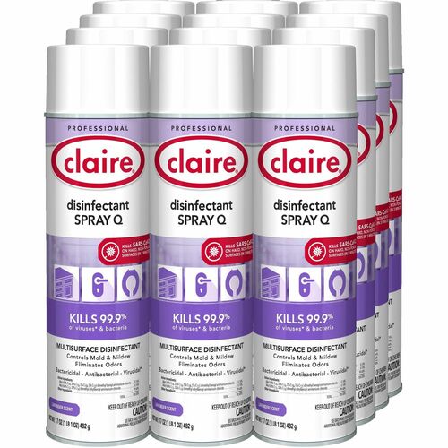 Claire Manufacturing Co  Disinfectant Spray, Lavender, 17 oz, 12/CT, Purple