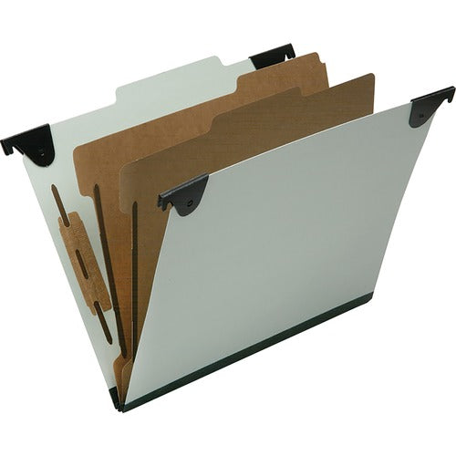 SKILCRAFT  Hanging File Folder,25 Pt,2 Div,1" Cap,Letter,10/BX,LGN