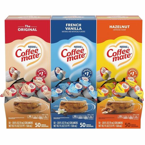 Nestle USA  Liquid Creamers,3 Flavors, 0.38 oz Singles, 150/CT