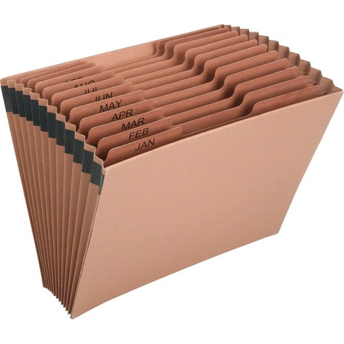 SKILCRAFT  Accordion File, 12 Pockets, Jan-Dec, Letter, Brown