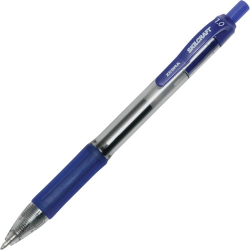 SKILCRAFT  Gel Pen, Retractable, Bold Pt, 1 DZ, Blue Ink/Accents