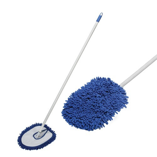 SKILCRAFT  Mop,Dust,Microfiber,48"L Handle,13"Wx10"H,6/CT,White/Blue