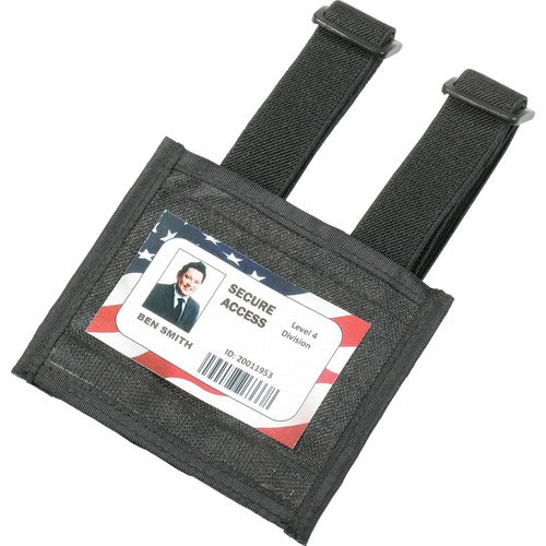 SKILCRAFT  Badge Holder, Armband, Adj, Clear Vinyl Window, Black