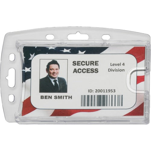 SKILCRAFT  ID Holder, 2-Card Cap, Horizontal/Vertical, 1 DZ, Clear