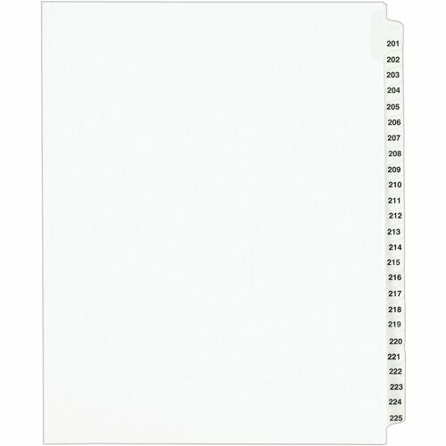 Avery  Index Dividers, Side Tab, 201-225, 8-1/2"x11", White
