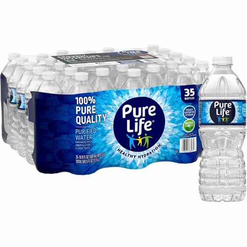 Nestle Waters North America  Water, Pure Life, 16.9oz Bottles, 35/CT, Clear