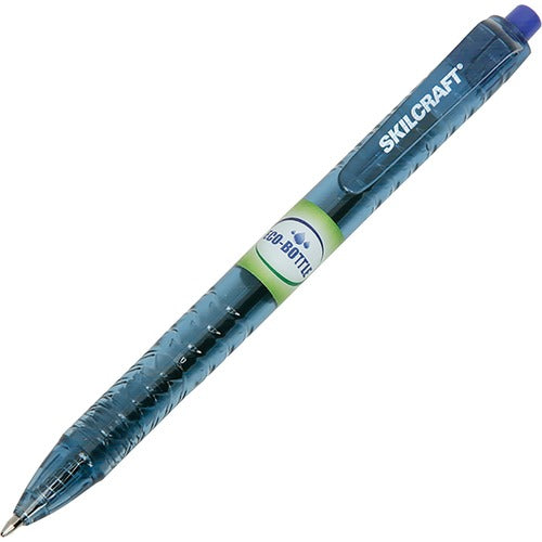 SKILCRAFT  Ballpoint Pen, RT, Recycled, Fine Point, 1 DZ, Blue Ink