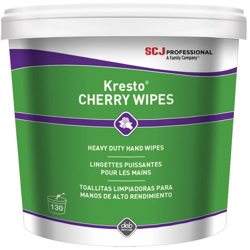 S.C. JOHNSON & SON, INC  Hand Wipes, 130 Wipes/Bucket, Cherry, 10"x12", White/Red