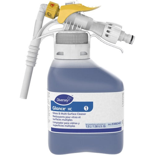 Diversey Care  Glass Cleaner, Ammoniated, Glance, 1.5 Liter, 2/CT, Blue-DVO93063402