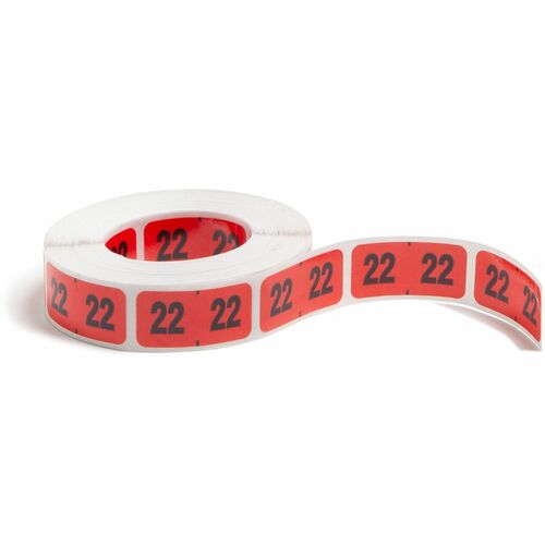 Smead  Year Labels, 2022, Color-Coded, 1-1/2"x3/4", 500/RL, Red