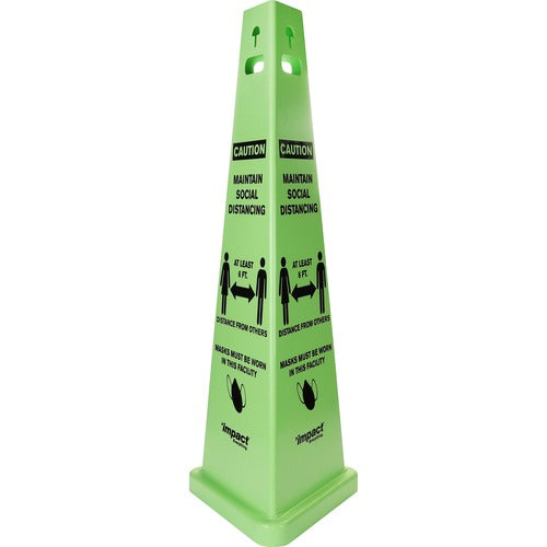 Impact Products  Safety Sign,Social Dist/Mask,3-sided,14-3/4"Base,40"H,FLGN