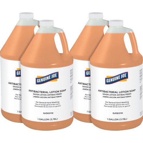 Genuine Joe  Soap, Antibacterial, Lotion, 1 Gallon, 4/CT, Orange-GJO03110CT