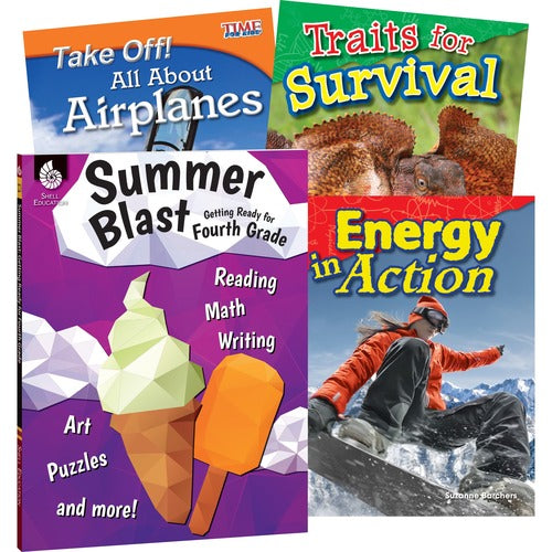Shell Education Teacher Created Materials  Learn At Home Books,Summer STEM,w/Workbook,Grade 4,4/ST