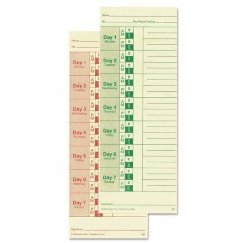 Lathem  Time Cards,Weekly,f/Side-PrintTimeClocks,2Sided,100/PK,White