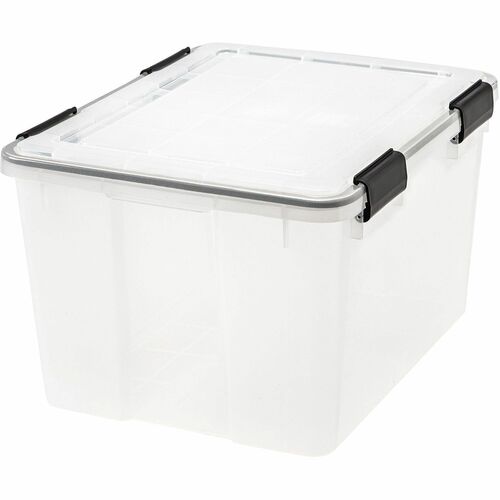 Iris  Storage Tote,WeatherPro,46.6QT,19.7"x15.75"x11.75",Clear/BK