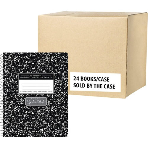 Roaring Spring Paper Products  Composition Book,Quad-Ruled,70Sht,9-3/4"x7-1/2",24/CT,BK/WE