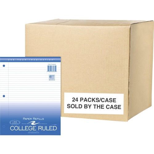 Roaring Spring Paper Products  Filler Paper,CollegeRld,11"x8-1/2",3HP,130SHT/PK,24PK/CT,WE