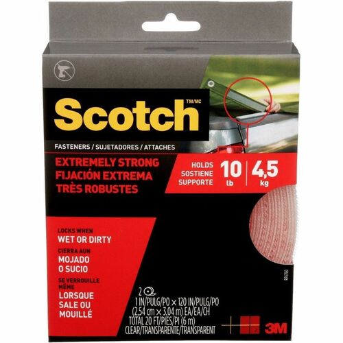 3M  Fasteners,ExtremeHold,Reclosable,10lbCap,1"x10',2Rolls/PK,CR