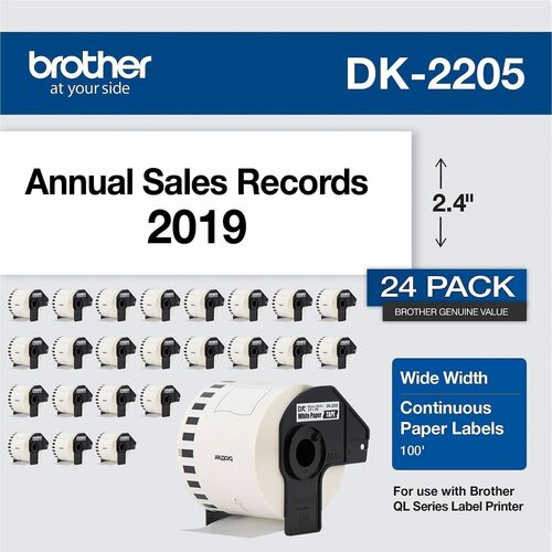 Brother  Continuous Tape Roll, Wide, 2-3/7"x100',3/PK,8PK/CT,WE