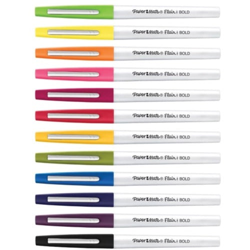Paper Mate  Pen, Felt Tip, 5-3/4"Wx1"Lx7-3/5"H, 12/PK, Assorted