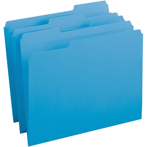 Business Source  Folder, 1/3-Cut Tab, 11-5/8"x9-1/2", 100/BX, Blue