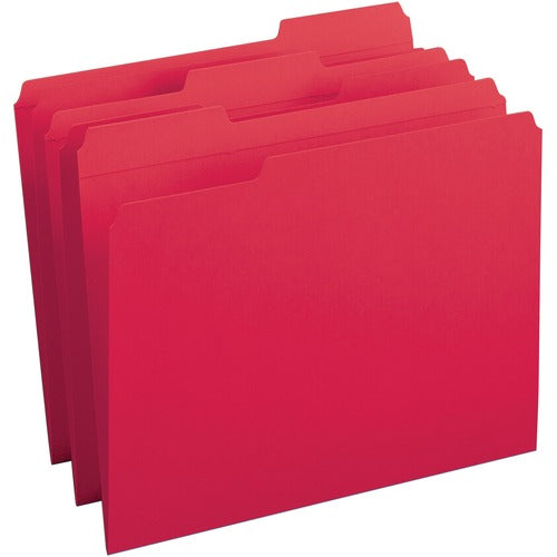 Business Source  Folder, 1/3-Cut Tab, 10-1/5"x12-1/5"x3-2/5", 100/BX, Red