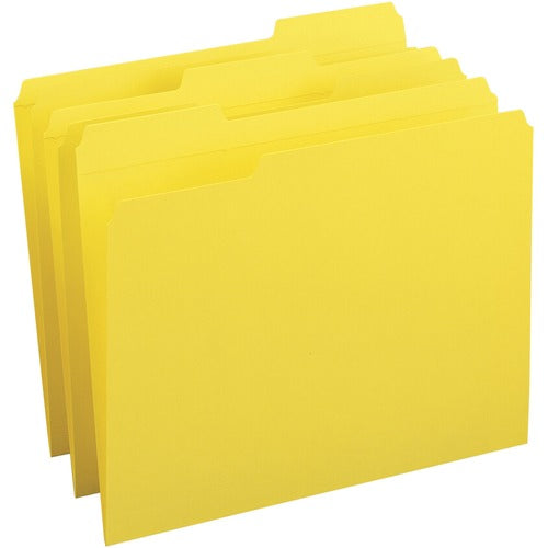 Business Source  Folder, 1/3-Cut Tab, 10-1/5"x12-1/5"x3-2/5", 100/BX, Yellow