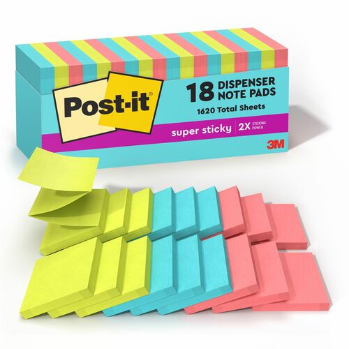 3M  Post-it Super Sticky Notes, Pop-up, 3"x3", 18PD/PK, AST