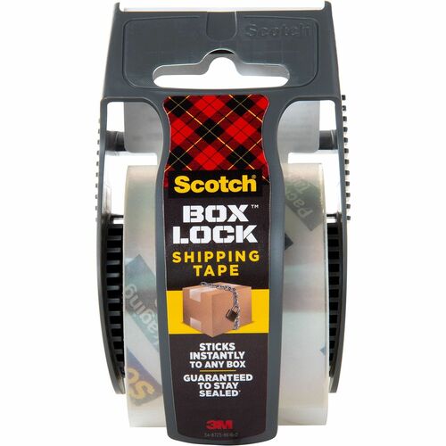 3M  Shipping Tape, w/Dispenser, Box Lock, 1.88"x22.2 yd, Clear