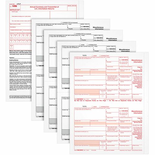 Tops  Tax Form, 1099-MISC, 8-1/2"Wx11"Lx1/2"H, 50/PK, White