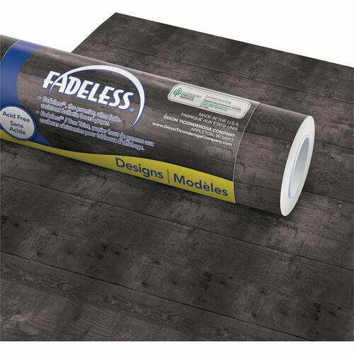 Pacon  Paper Roll, Black Shiplap, Fadeless, 48"x50", BK