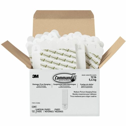 3M  HangingStrips,Picture,Med,12lbCap,0.75"x2.74",132Pairs/PK,WE