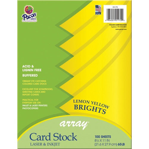 Pacon  Cardstock, 65 lb, 8-1/2"Wx1/2"Lx11"H, 100/PK, LNYW