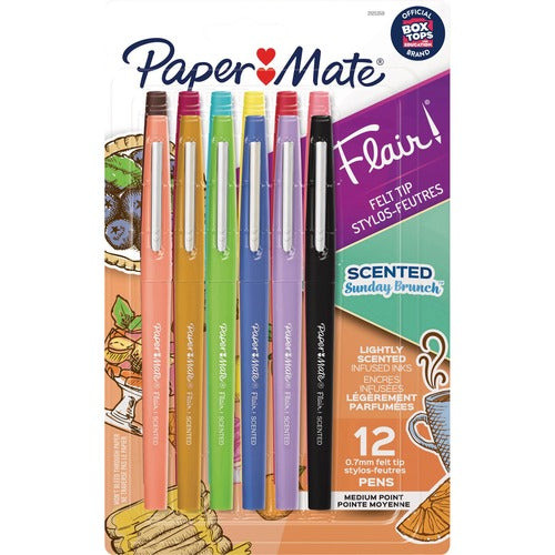 Paper Mate  Pen, Flair, Scented, 4-3/4"Wx1"Lx7-3/5"H, 12/PK, AST