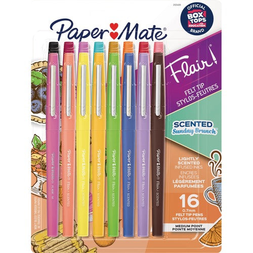 Paper Mate  Pen, Flair, Scented, 5-3/4"Wx1"Lx7-3/5"H, 16/PK, AST
