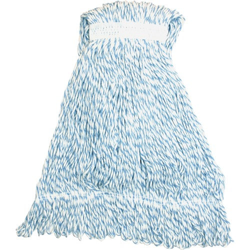 Genuine Joe  Large Striped Rayon Finish Mop, 21oz., Blue/White-GJOLBW1B