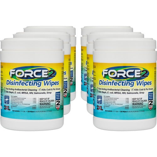 2XL CORP  Disinfecting Wipes, 6"Wx6-3/4"H, 220/Can, 6 Can/CT, White