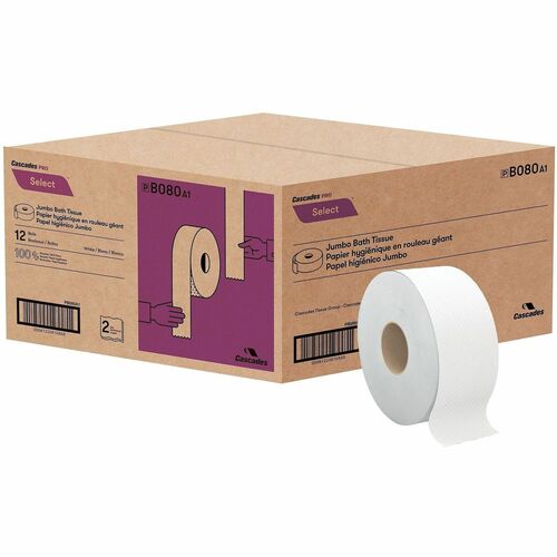 Cascades  Bathroom Tissue, f/Jumbo Dispensers, 3.3"x500', 12RL/CT, WE