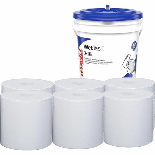 Kimberly-Clark Professional  Wipes, w/Bucket, 140Shts/Roll, 6 Rolls/1Bucket, WE