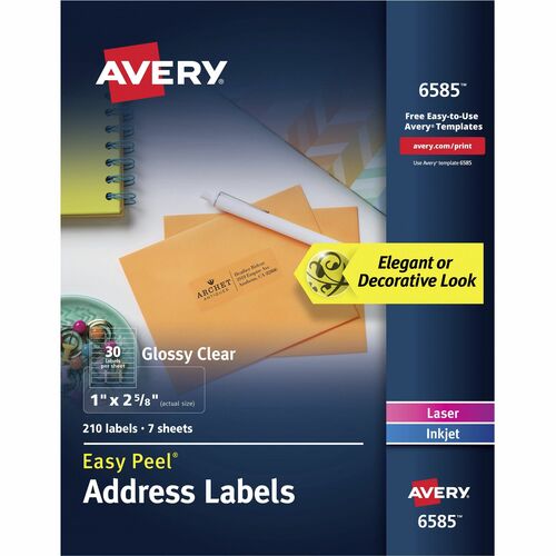 Avery  Address Labels,Easy Peel,Perm,1"x2-5/8",1050/CT,Glossy WE