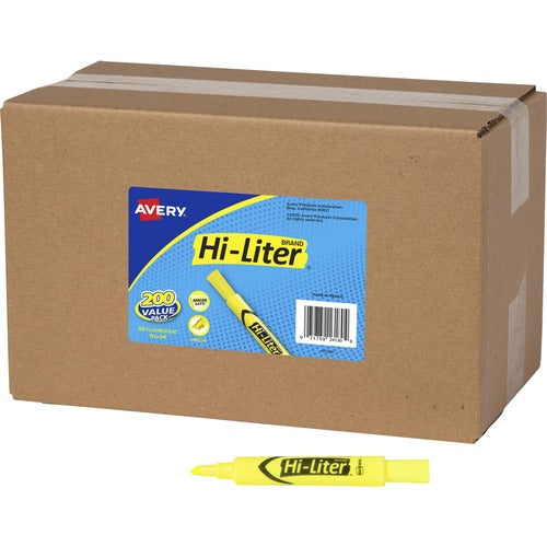Avery  Highlighters,Desk Style,Chisel Tip,200/CT,Fluorescent Yellow