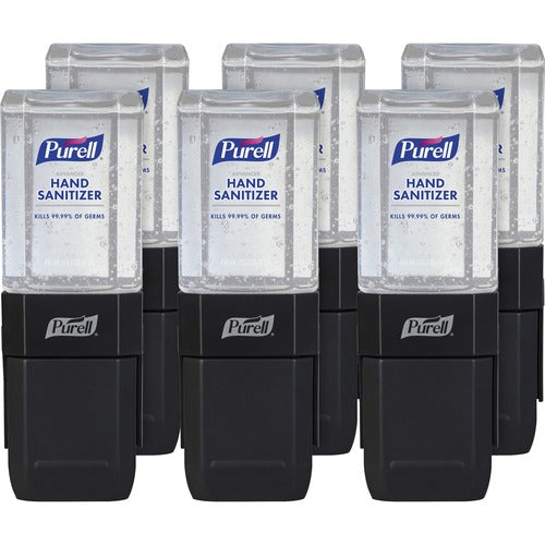 Gojo  Hand Sanitizer Dispenser, w/450ml Gel Refill, 6/CT, BK/CL-GOJ4424D6