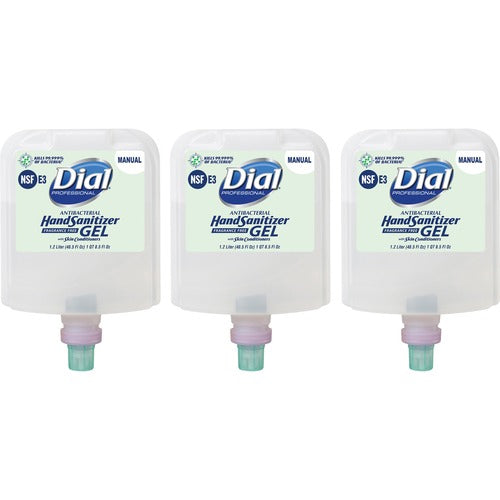 Dial Corporation  Hand Sanitizer, Gel, Antibacterial, Manual, 40.5oz, 3/CT, CL