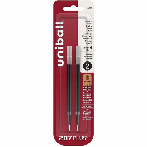 uni-ball Corporation  Pen Refill, f/207Plus, Gel, 0.7mm, 2/PK, Black