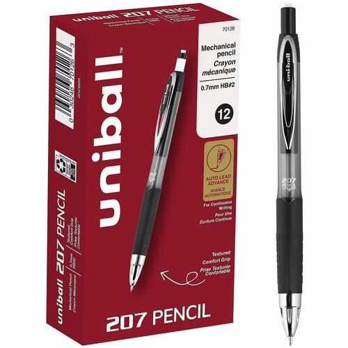 uni-ball Corporation  Pencils, Mechanical, 207, 0.7mm, Black Barrel