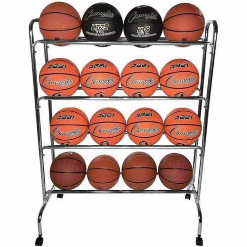 Champion Sports  Ball Cart,Mobile,4-Shelf,16-Basketball Cap,17"x41"x53",SR