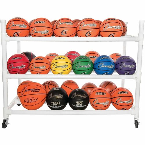 Champion Sports  Basketball Cart, Heavy-duty, 30-Ball Cap, 19"x55"x45", WE