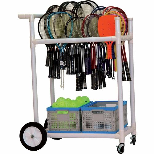 Champion Sports  Cart, f/Rackets, Mobile, Hvy-dty, Plastic, 20"x33"x47", WE